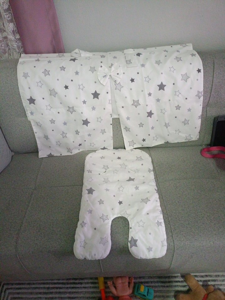 Gri Yıldız Desenli Bebek Uyku Minderi puset örtüsü - Görsel 2