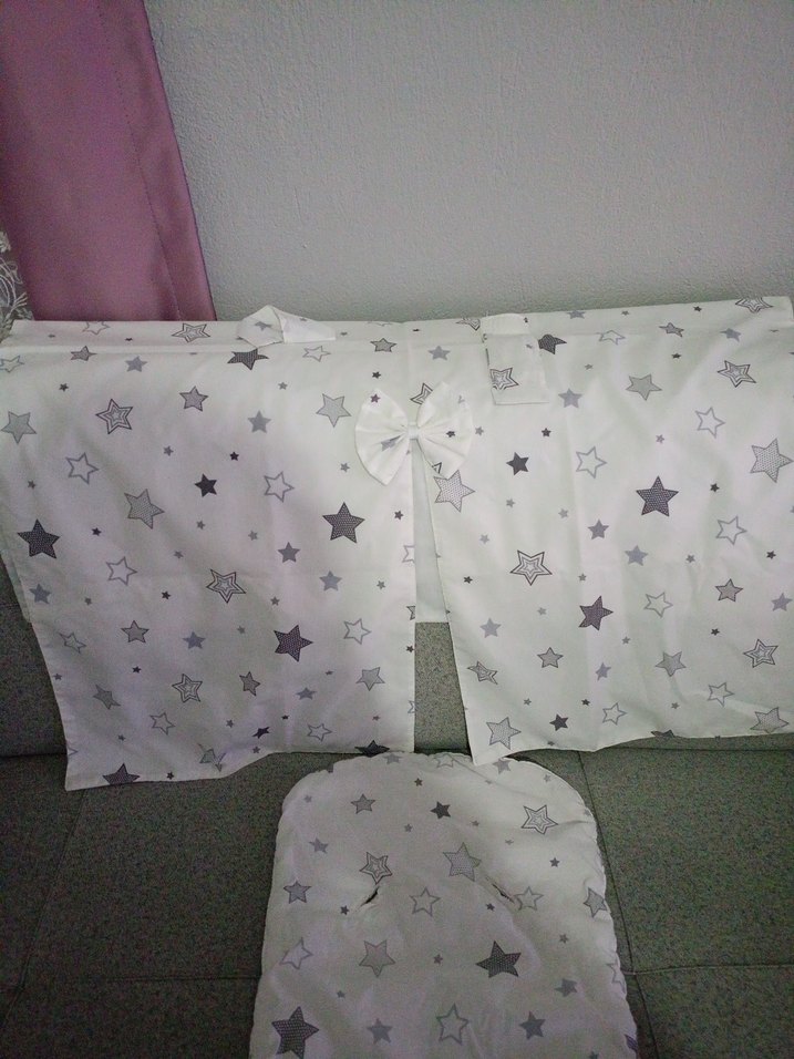 Gri Yıldız Desenli Bebek Uyku Minderi puset örtüsü - Görsel 3