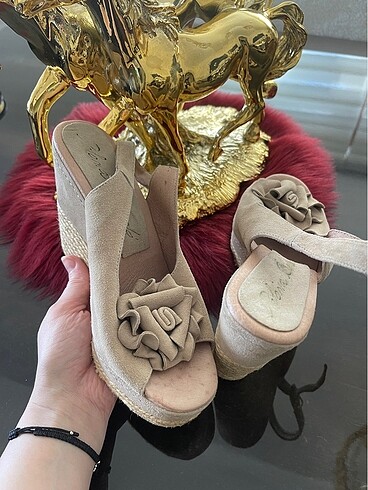 39 Beden camel Renk Hakiki deri platform şık ayakkabı 39 no