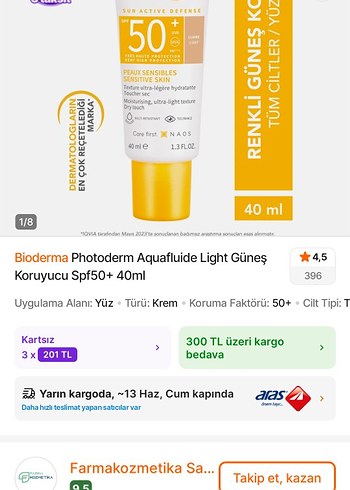 Bioderma Sayılı kullanıldı 2026 skt, Bioderma Photoderm SPF50+Güneş Kremi
