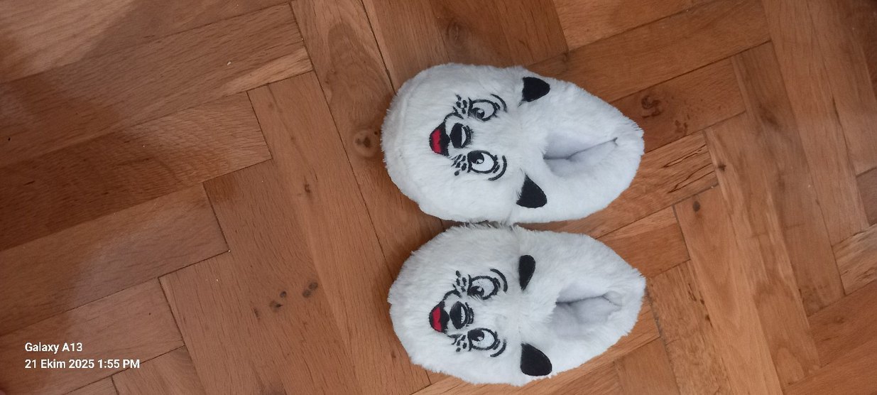 beyaz Desenli Sıcak Terlik - Görsel 2