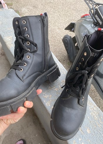 36 Beden siyah Renk U.S. Polo Assn. Siyah Kadın Biker Bot