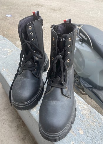 36 Beden U.S. Polo Assn. Siyah Kadın Biker Bot