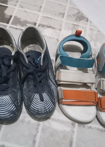 Erkek Çocuk Mavi Gri Cırtcırtlı Spor Ayakkabı