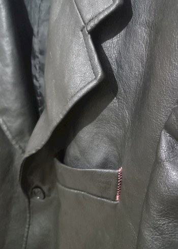 l/xl Beden Düğmeli Siyah Erkek Deri Ceket