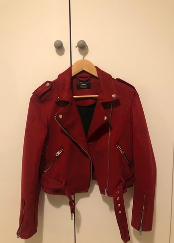 Kırmızı Süet Kadın Deri Ceket - Görsel 3