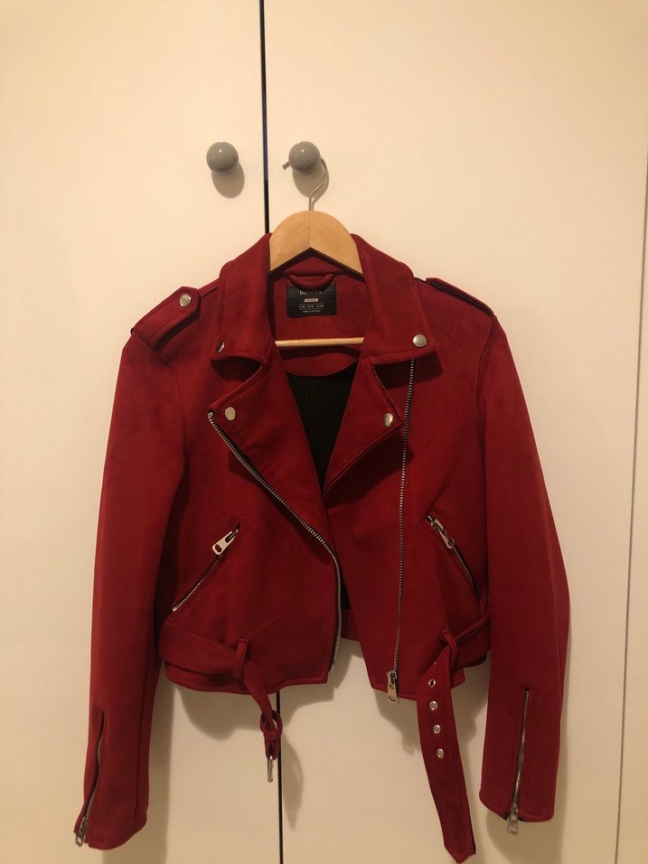 Kırmızı Süet Kadın Deri Ceket - Görsel 3