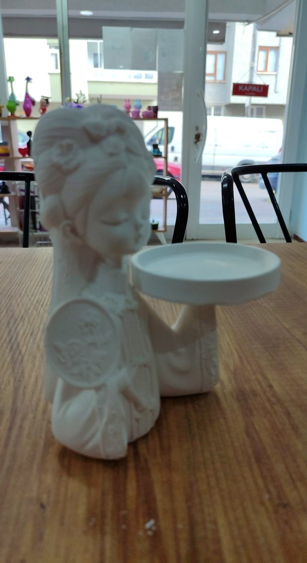 Beyaz japon kız Figürlü Dekoratif Tepsi - Görsel 2