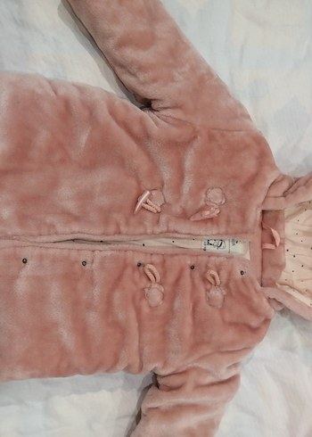 Kız Çocuk Pembe Kapüşonlu Kürklü Mont - Görsel 4
