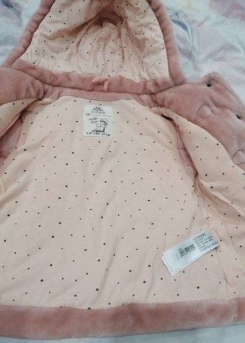 Kız Çocuk Pembe Kapüşonlu Kürklü Mont - Görsel 3