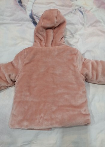 Kız Çocuk Pembe Kapüşonlu Kürklü Mont - Görsel 5