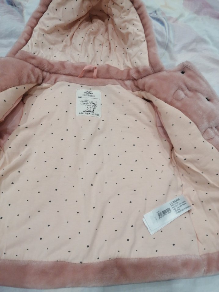 Kız Çocuk Pembe Kapüşonlu Kürklü Mont - Görsel 3