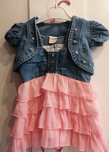 Kız çocuk kot elbise seti - Görsel 2