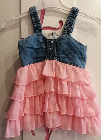 Kız çocuk kot elbise seti - Görsel 6