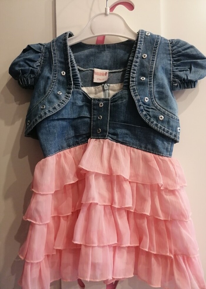 Kız çocuk kot elbise seti - Görsel 2