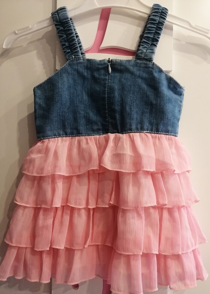 Kız çocuk kot elbise seti - Görsel 5