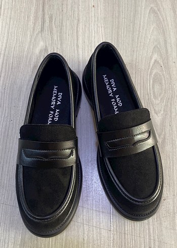 37 Beden Siyah Kadın Blok Topuklu Loafer