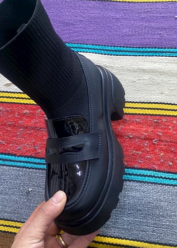 Siyah Tokalı Platform Topuklu Kadın Loafer - Görsel 3