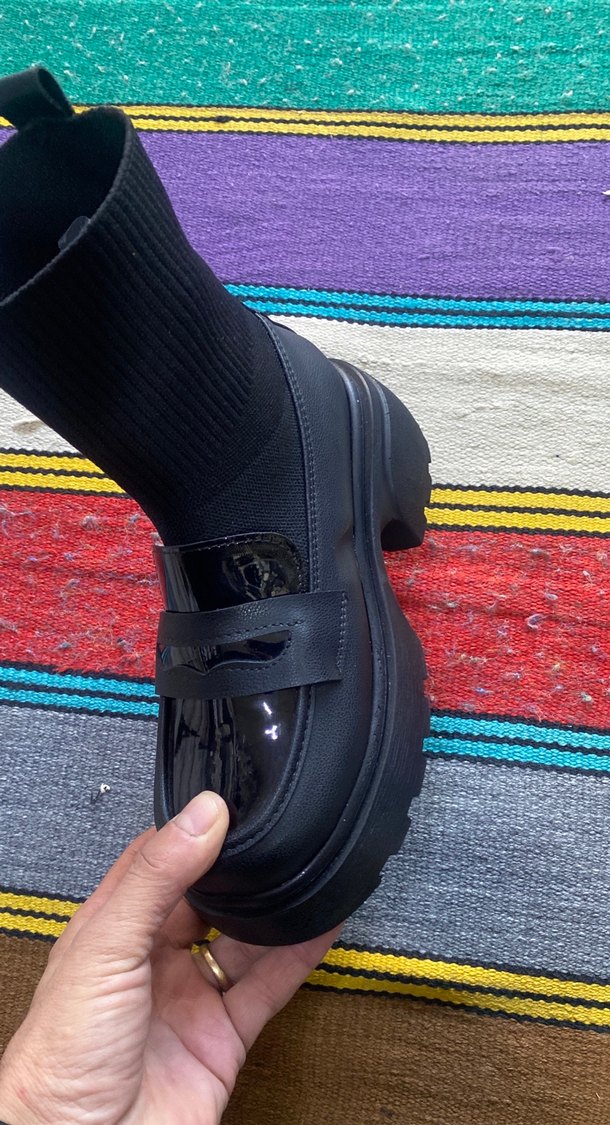 Siyah Tokalı Platform Topuklu Kadın Loafer - Görsel 3