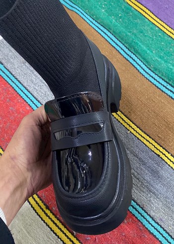 Siyah Platform Topuklu Tokalı Kadın Loafer - Görsel 3