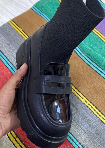 Siyah Platform Topuklu Tokalı Kadın Loafer - Görsel 2