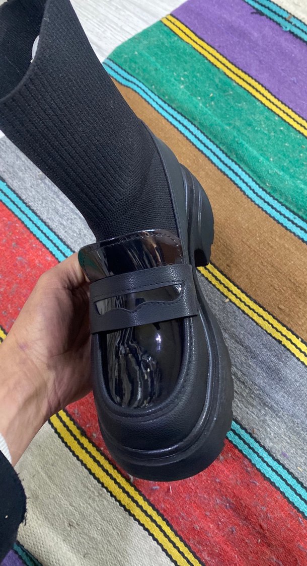 Siyah Platform Topuklu Tokalı Kadın Loafer - Görsel 3