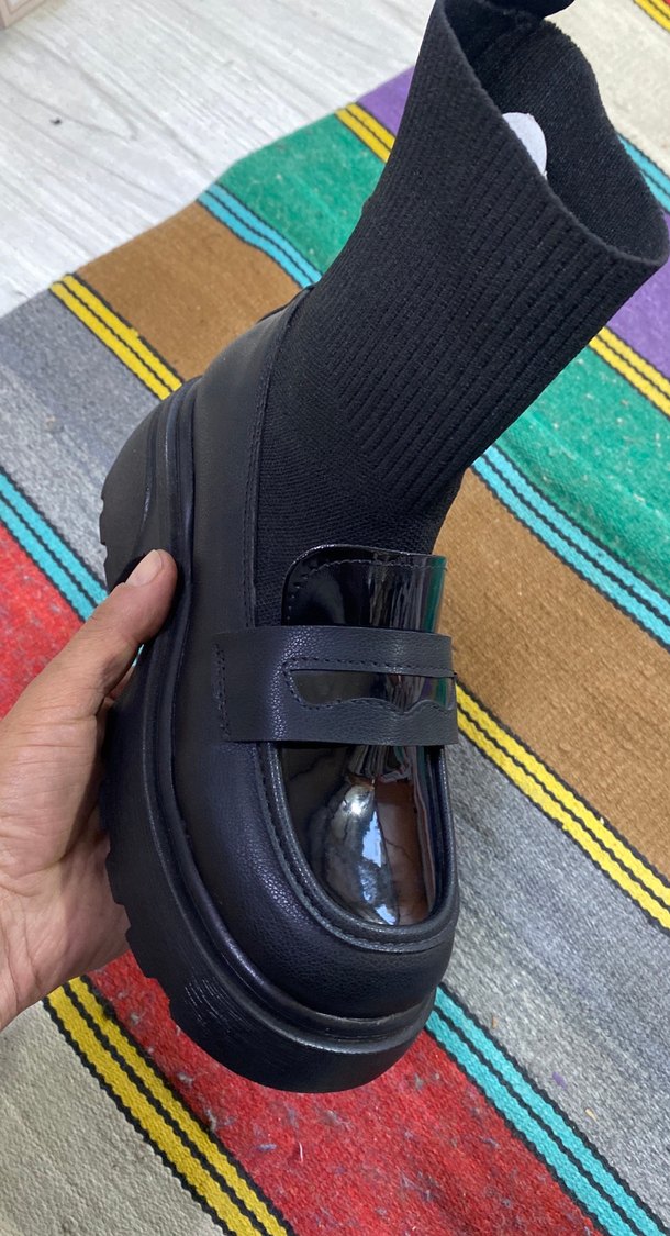 Siyah Platform Topuklu Tokalı Kadın Loafer - Görsel 2