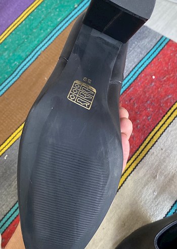 Siyah Deri Kadın Botları, Kalın Topuklu topuk 9 cm - Görsel 3