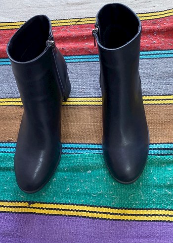 Siyah Deri Kadın Topuklu Bot topuk 6 cm - Görsel 2