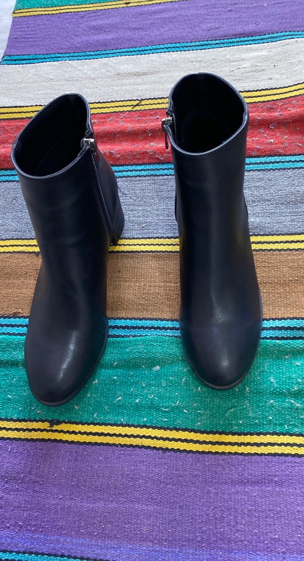 Siyah Deri Kadın Topuklu Bot topuk 6 cm - Görsel 2