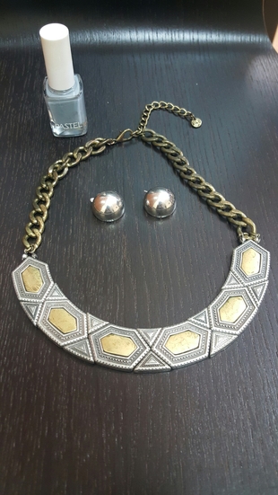 Gümüş Sarı Renkli Kolye