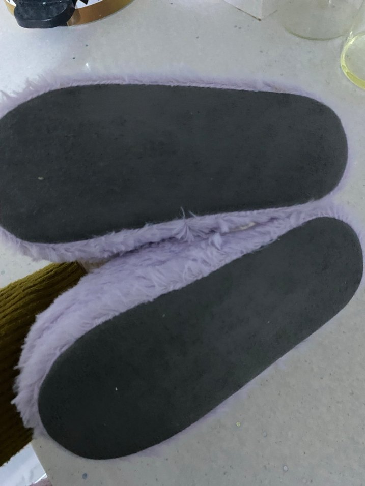 Kızlar için Mor Peluş Bağlama Desenli Terlik çocuk - Görsel 3