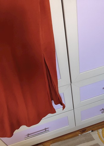 Düğmeli Uzun Turuncu Gömlek Elbise - Görsel 5