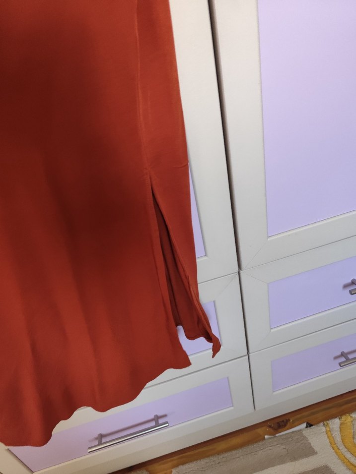 Düğmeli Uzun Turuncu Gömlek Elbise - Görsel 5