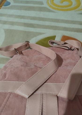 Nakışlı Pembe Süet Kadın Sırt Çantası - Görsel 6