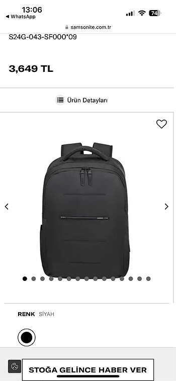Samsonite Samsonite sırt çantası sıfır ambalajında