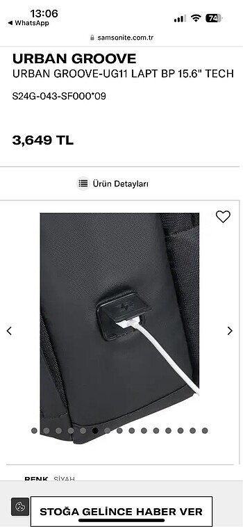 Beden Samsonite sırt çantası sıfır ambalajında