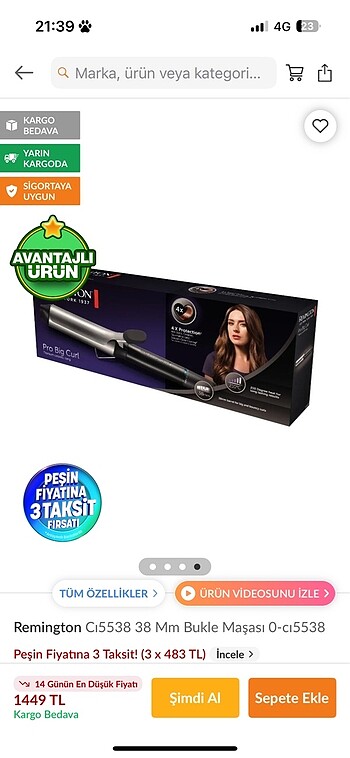 Remington iri dalga saç maşası