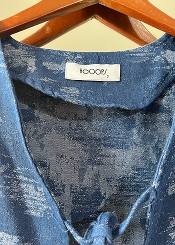 Mavi Bağcıklı Hamile Denim Bluz - Görsel 5