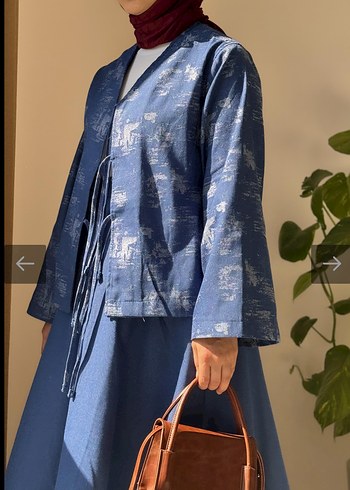 Mavi Bağcıklı Hamile Denim Bluz - Görsel 6