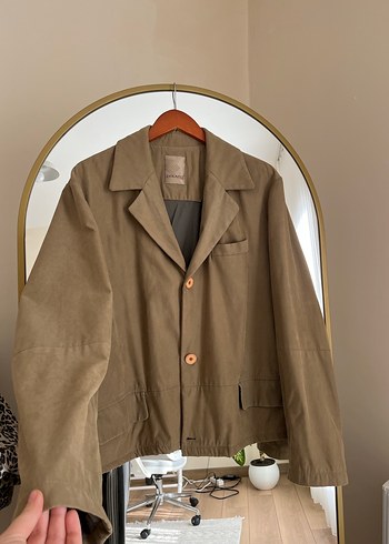 Düğmeli Bej Süet Erkek Ceket - Görsel 4