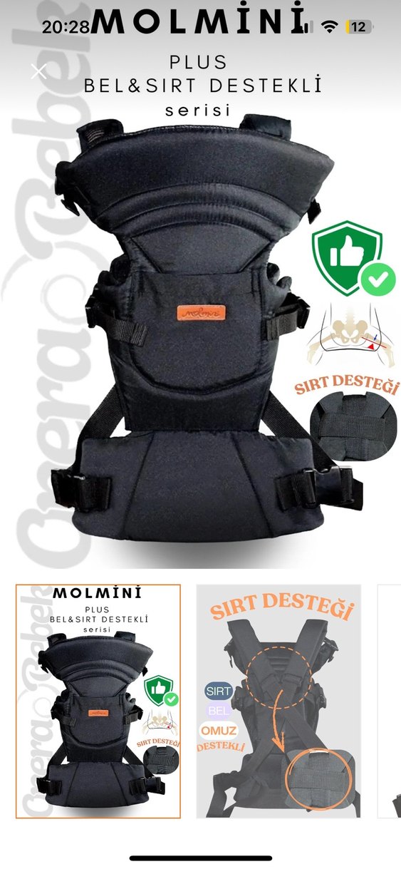 Siyah Bebek Taşıyıcı Kanguru - Görsel 4