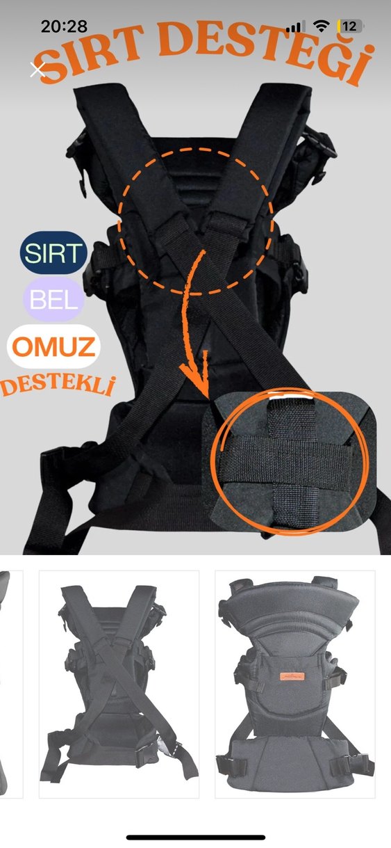 Siyah Bebek Taşıyıcı Kanguru - Görsel 3