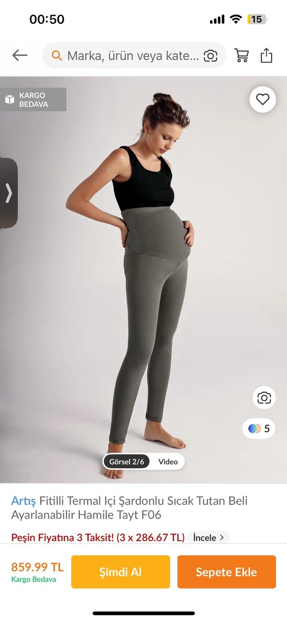 Artis Termal Hamile Tayt haki - Görsel 2