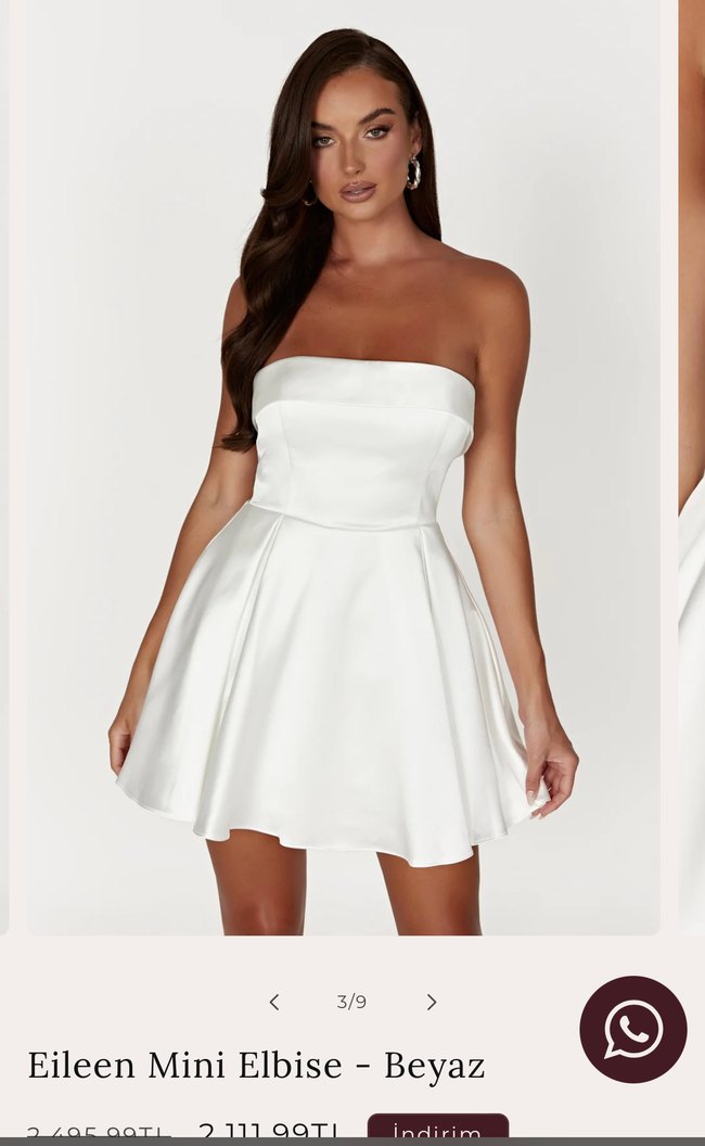 Straplez Beyaz Mini Elbise - Görsel 3