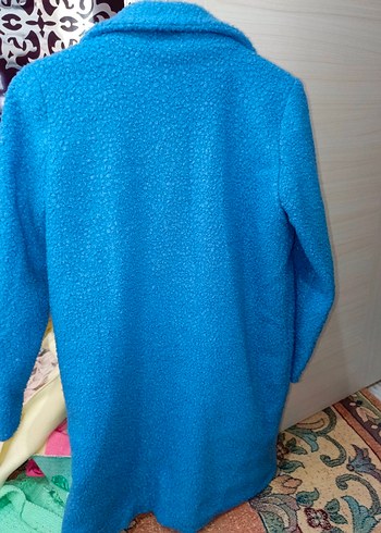 Mavi Midi Kadın Düğmeli Street Wear Kaban - Görsel 7