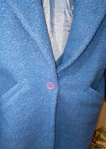 Mavi Midi Kadın Düğmeli Street Wear Kaban - Görsel 3