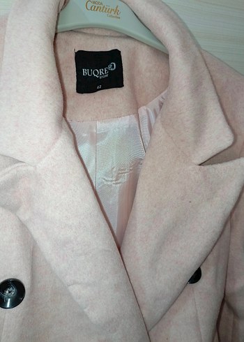 Pembe Uzun Düğmeli Kadın Kaban - Görsel 4