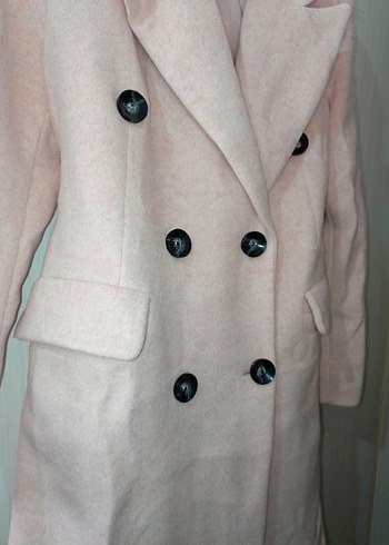 Pembe Uzun Düğmeli Kadın Kaban - Görsel 6