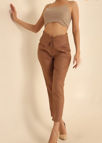 Kadın Süet Kemerli Pantolon - Görsel 3